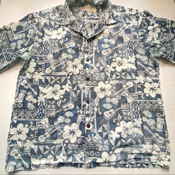 The Hawaiian Original Hilo Hattie Men's Shirt Guitar Ukelele Flowers Size XL USA - Picture 4 of 14